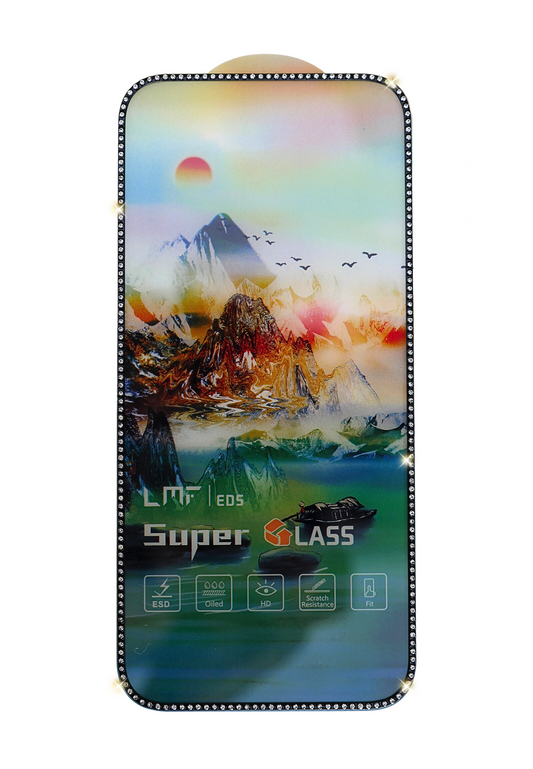 1 x Luxury Crystal Bling Tempered Glass Screen Protector Film for Apple iPhone - Crystal Iced