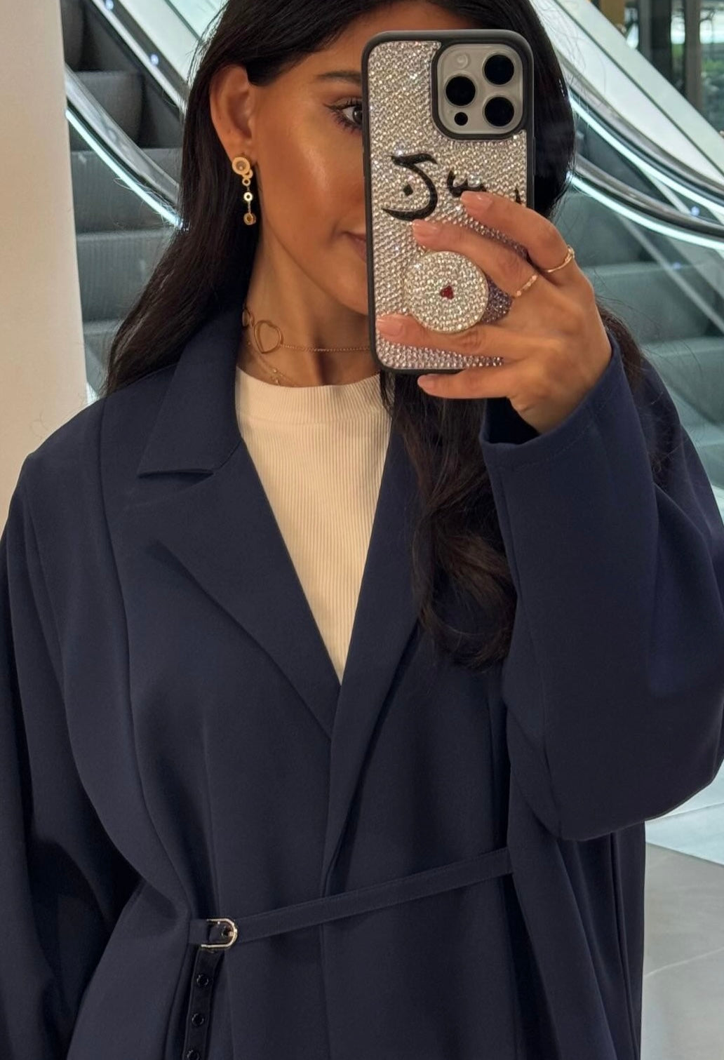 Phone Grip Design with your Arabic Initials & Heart (Design #799) - Crystal Iced