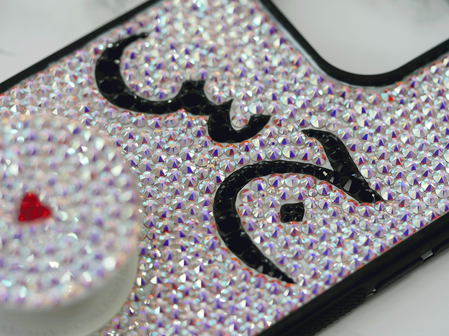 Phone Grip Design with your Arabic Initials & Heart (Design #799) - Crystal Iced
