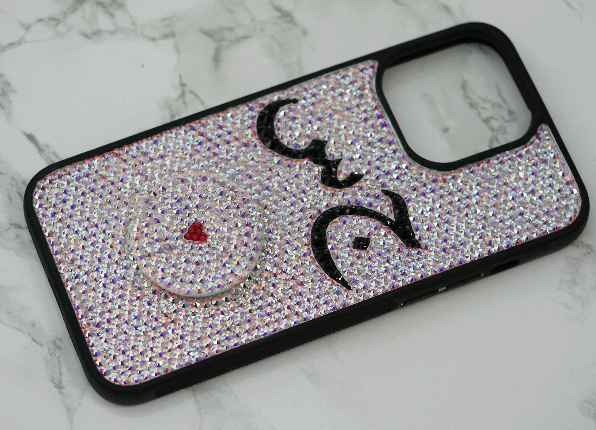 Phone Grip Design with your Arabic Initials & Heart (Design #799) - Crystal Iced