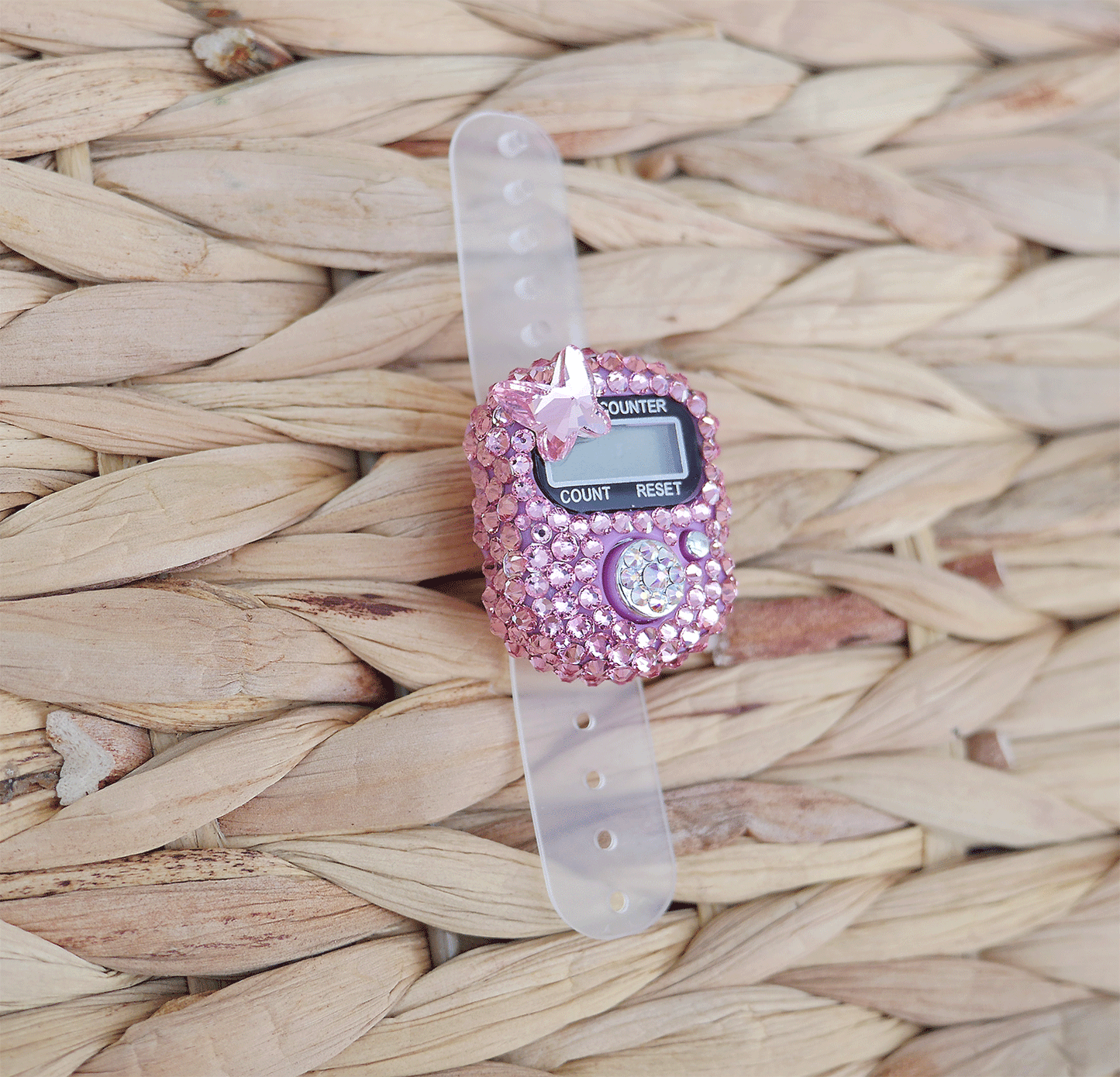 Pink Butterfly Tasbih/Tally Counter - Crystal Iced