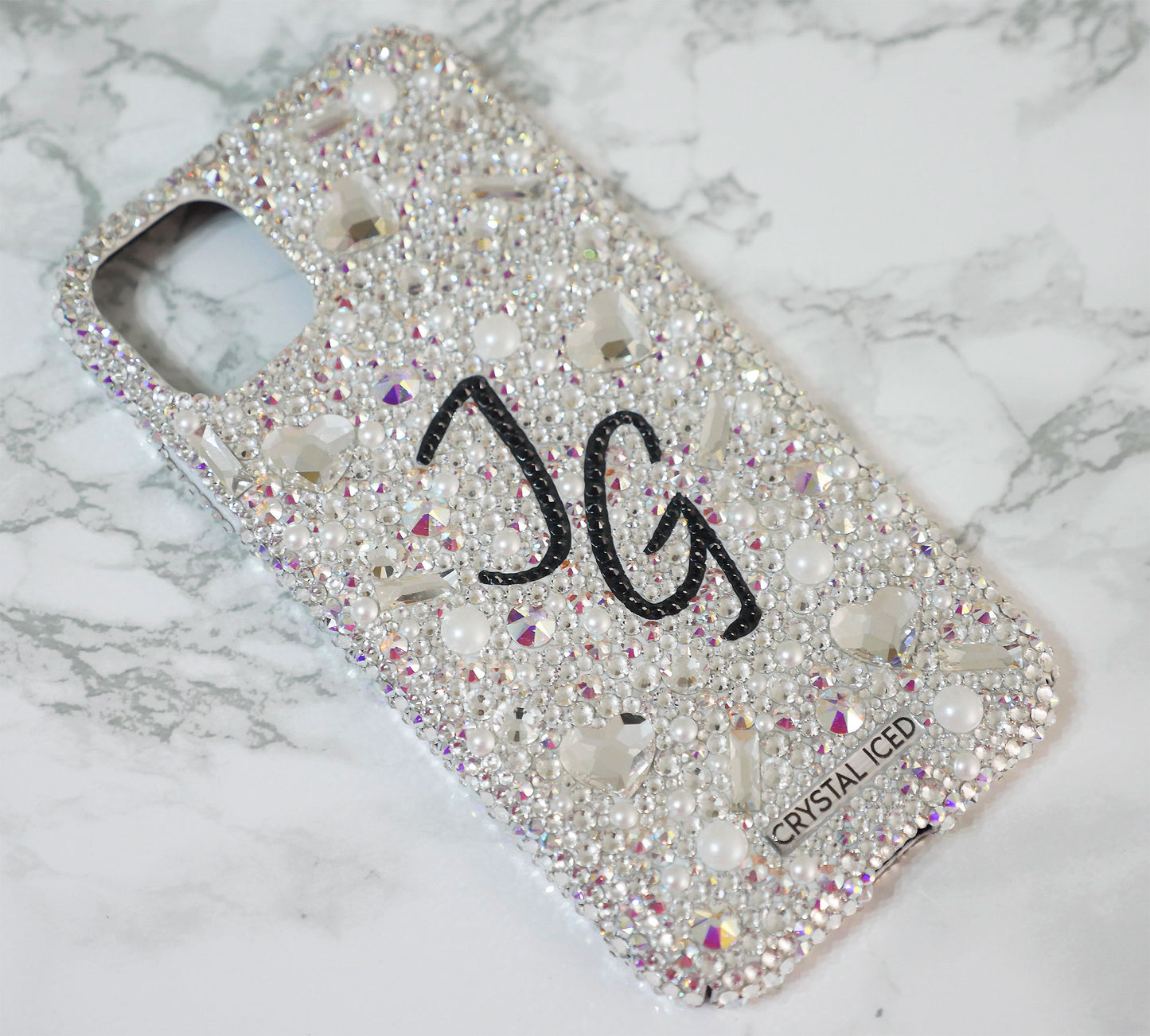 Amour with your Initials Crystals (Design #230) - Crystal Iced