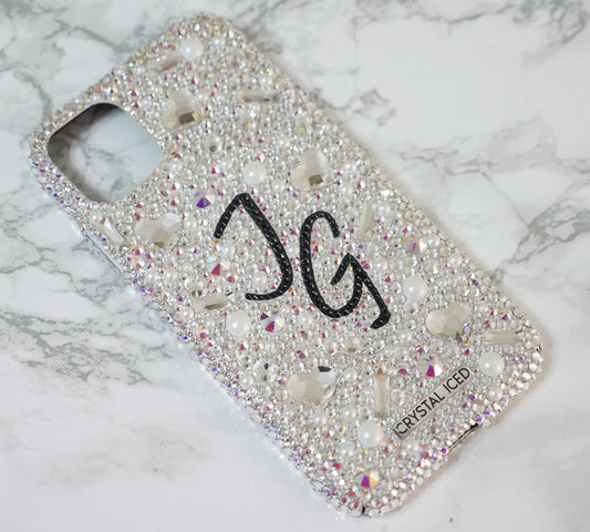 Amour with your Initials Crystals (Design #230) - Crystal Iced