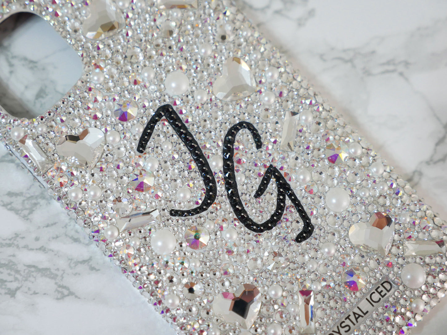 Amour with your Initials Crystals (Design #230) - Crystal Iced