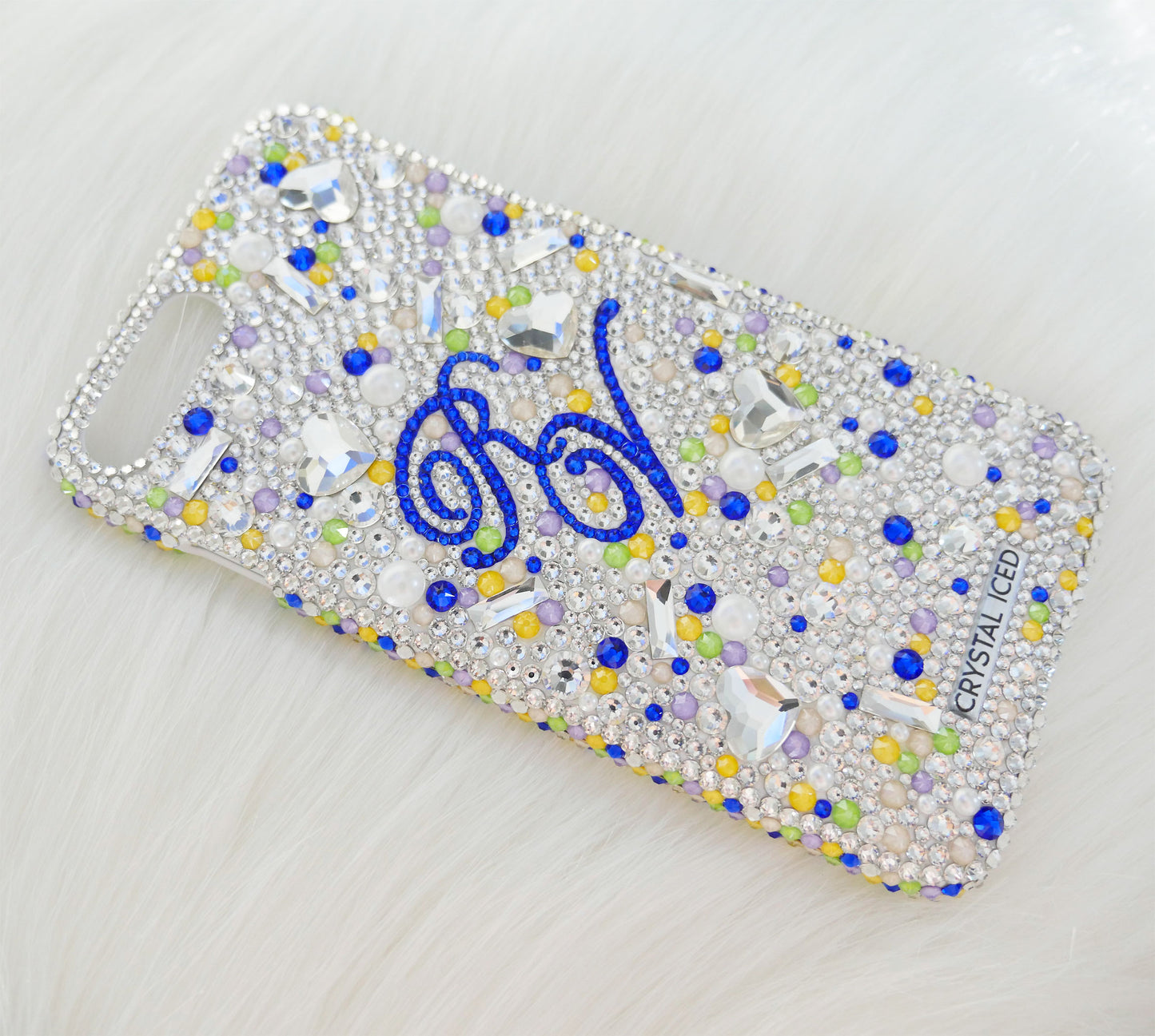 Amour "Multi" with your Initials Made with Crystals (Design #242) - Crystal Iced