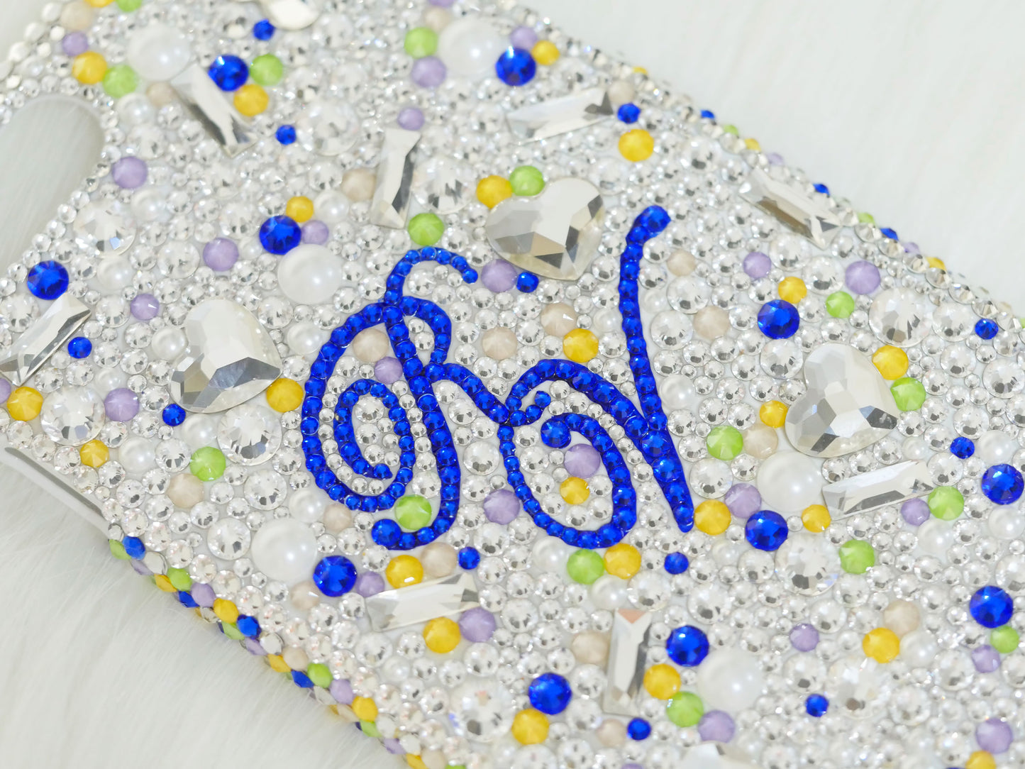 Amour "Multi" with your Initials Made with Crystals (Design #242) - Crystal Iced