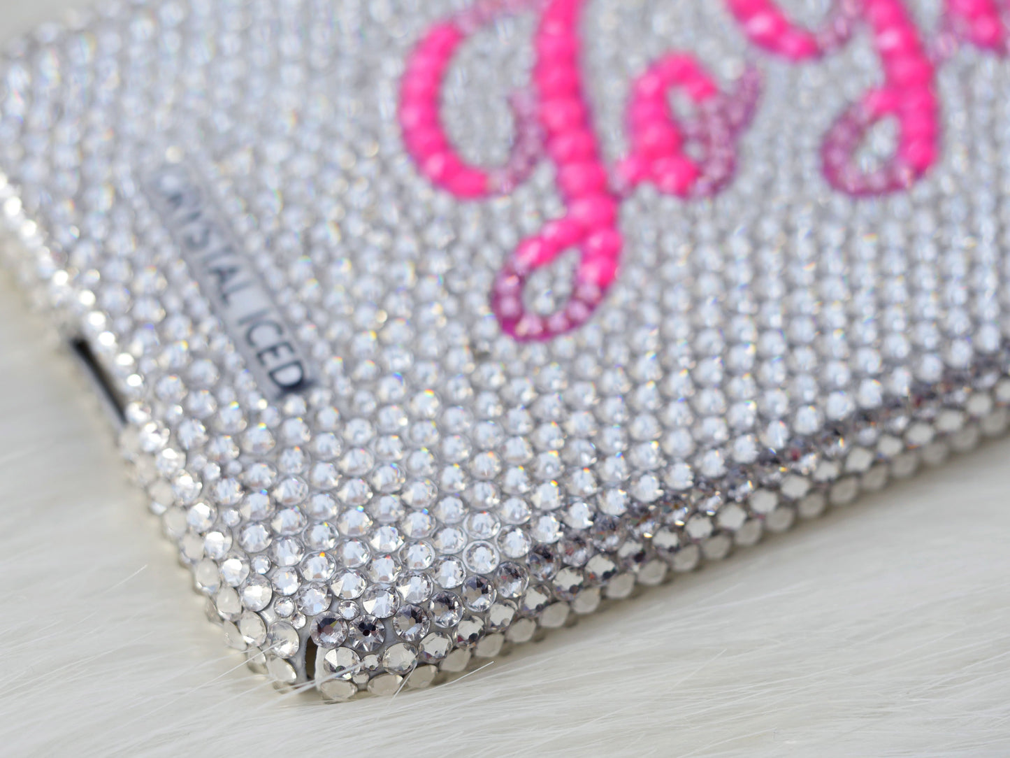 Neon Pink Name Made with Crystals (Design #228) - Crystal Iced
