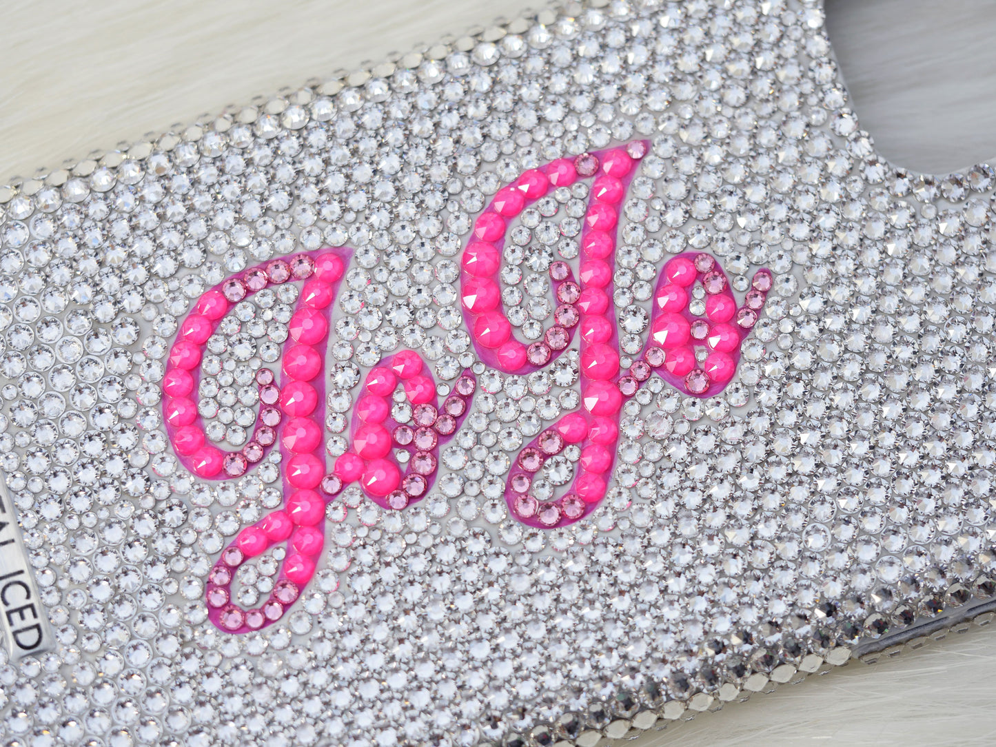 Neon Pink Name Made with Crystals (Design #228) - Crystal Iced