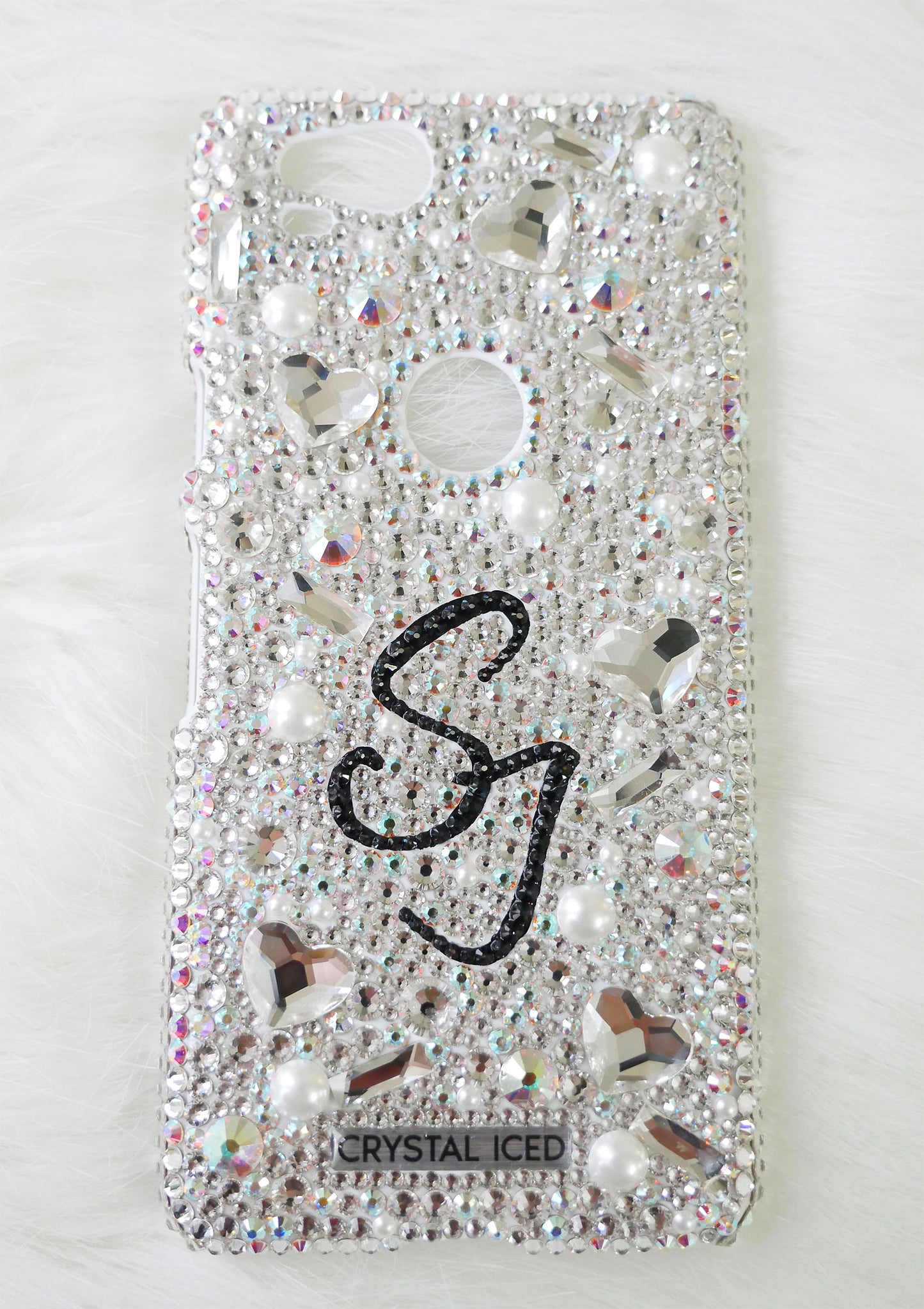 Amour with your Initials Crystals (Design #230) - Crystal Iced