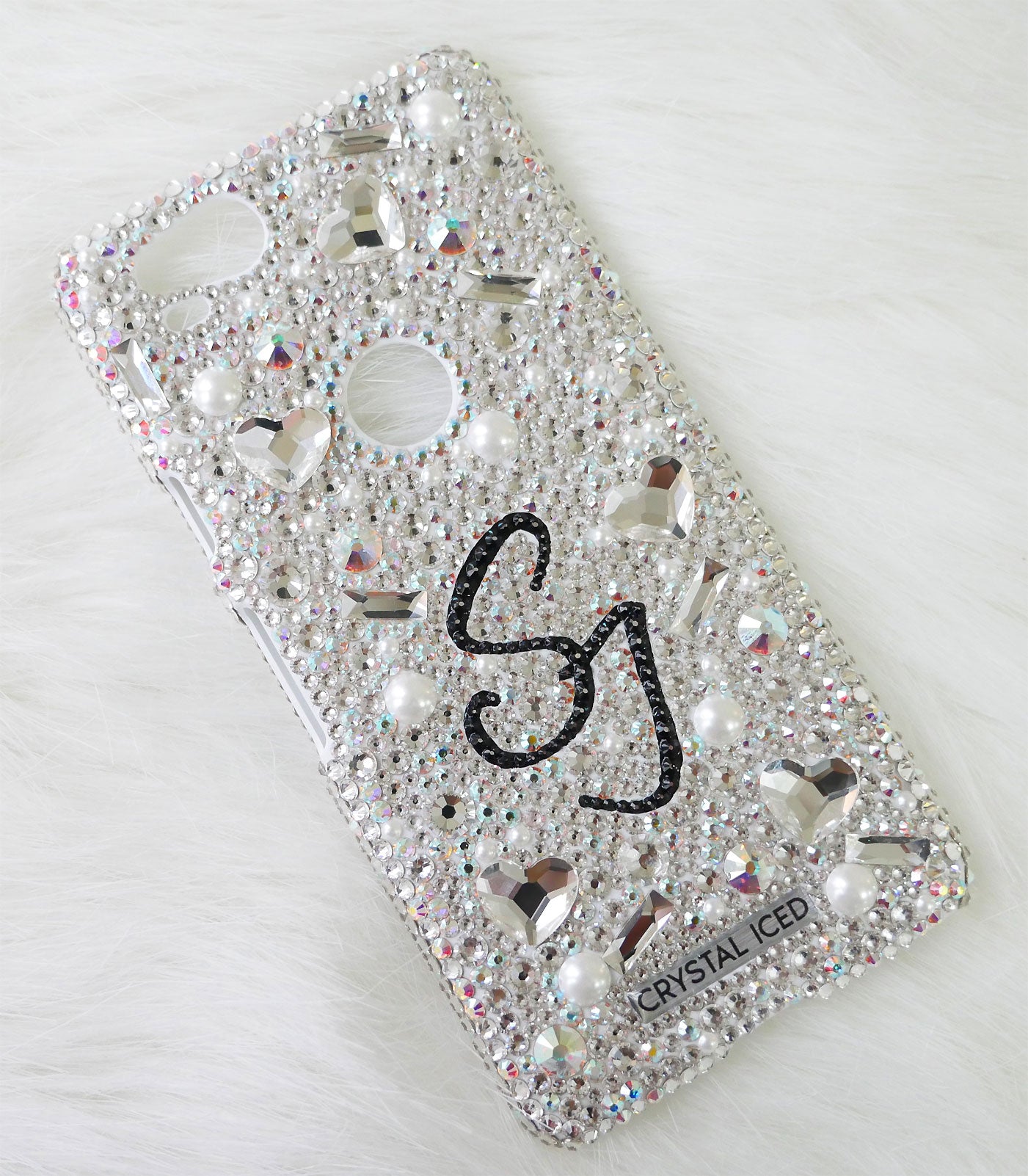 Amour with your Initials Crystals (Design #230) - Crystal Iced