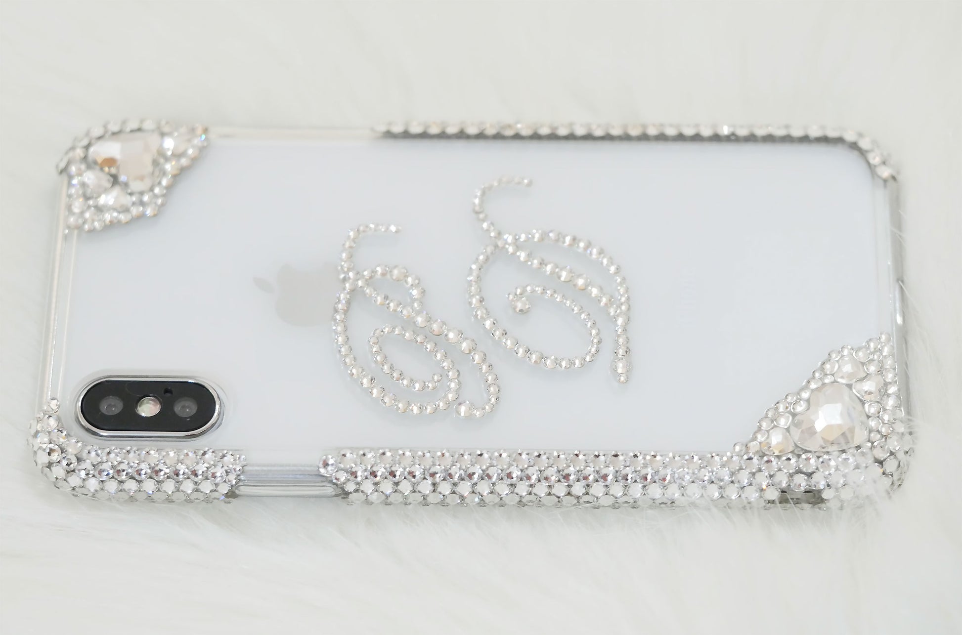 Simple Hearts With Your Initials (Design #138) - Crystal Iced