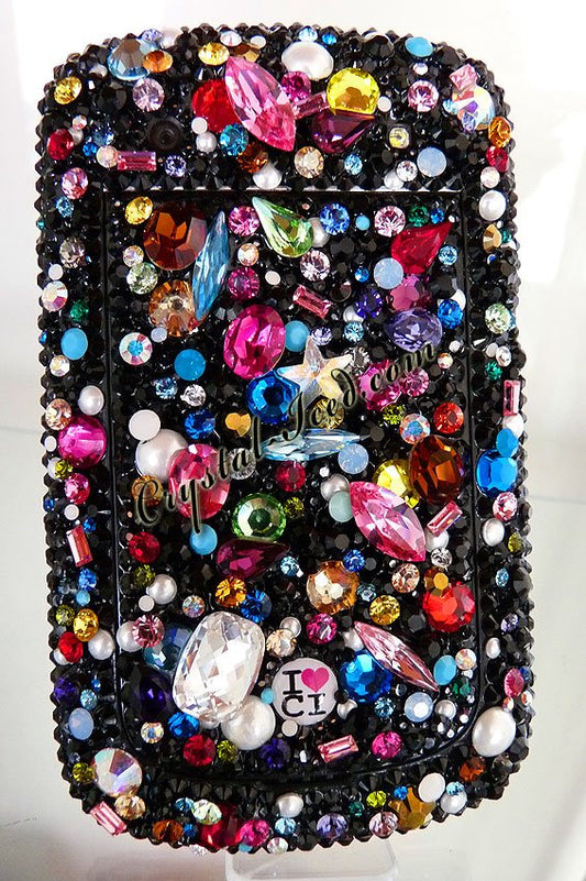 Diamant et Perles Jet "Multi" made with Crystals (Design #576) - Crystal Iced